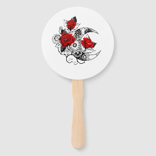 Abanico Media luna mecánica con rosas rojas