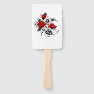 Abanico Media luna mecánica con rosas rojas