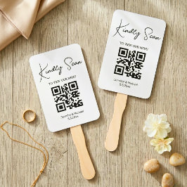 Abanico Menú de boda con código QR minimalista moderno