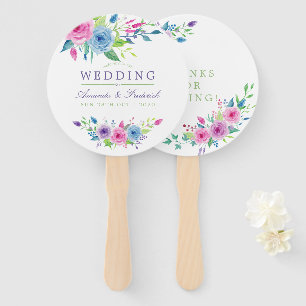 Abanico Mezcla ultravioleta acuarela Floral Wedding Favor