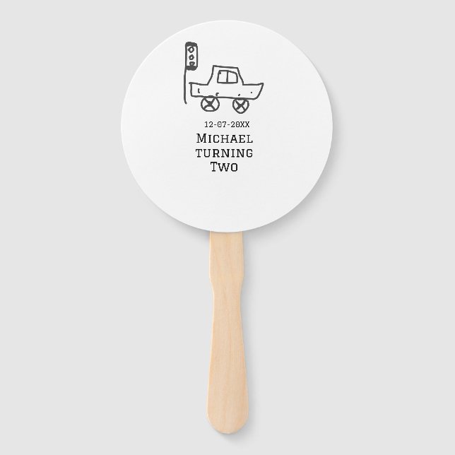 Abanico Michael turning two birthday toy car traffic light (Anverso)