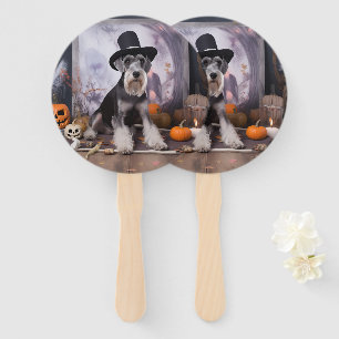 Abanico Miniatura Schnauzer Calabazas Halloween Aterradora
