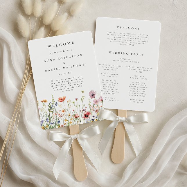 Abanico Minimal Wildflower Wedding Program (Subido por el creador)