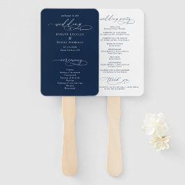 Abanico Minimalist Script Navy Blue Wedding Program