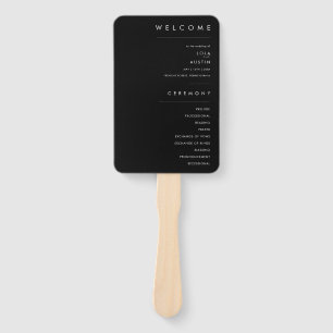 Abanico Minimalista moderno Programa de Bodas Negras