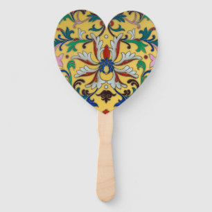 Abanico Minton de la flor amarilla retro Tile botánico