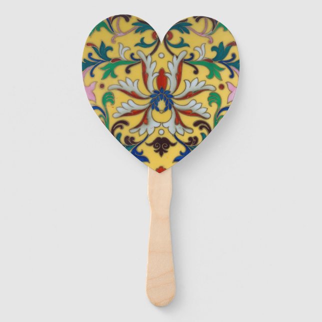 Abanico Minton de la flor amarilla retro Tile botánico (Anverso)