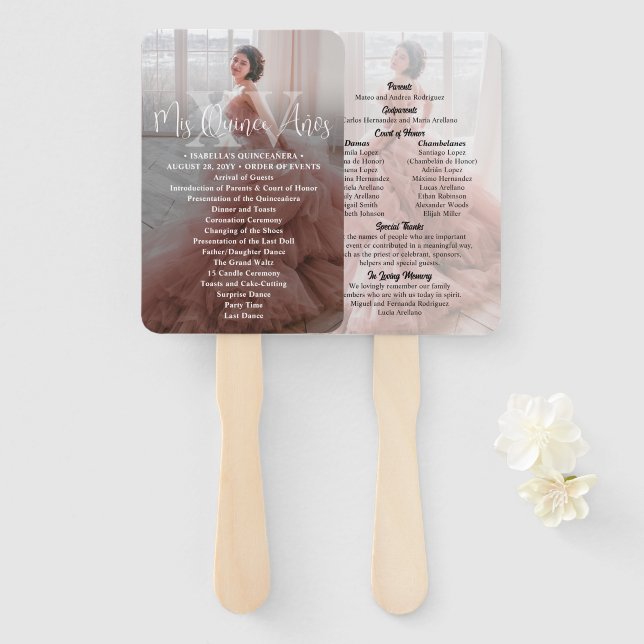 Abanico Mis XV Años Modernos 2 Foto Programa Quinceañera (Anverso y reverso)