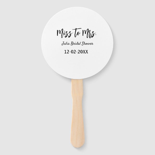 Abanico Miss to Mrs bridal shower stylish simple add name  (Anverso)