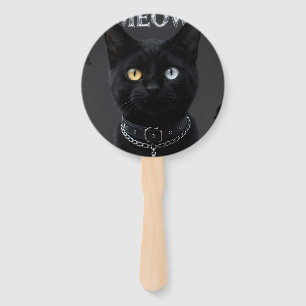 Abanico Místico Gótico: Estética de "Gato Negro y Cromo 'M