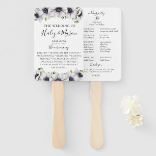 Abanico Moda Anemone Floral Wedding Program Hand Fan