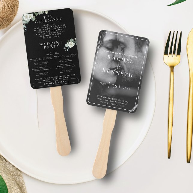 Abanico Moda Eucalyptus B&W Photo Boda Ceremony (Subido por el creador)