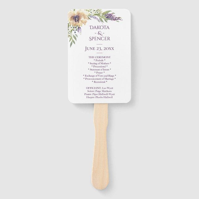 Abanico Moda Floral de Anemone Greenery Ceremonia Boda Boh (Anverso)