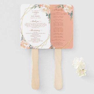 Abanico Moda Floral Rubor Gold Terracotta Wedding Program