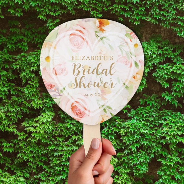 Abanico Moda Jardín Flores Ducha Bridal (Chic garden flowers bridal shower paddle shape hand fan, Assembled or non-assembled DIY)