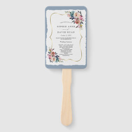 Abanico Moda Misty Rosa Dusty Blue Floral Wedding Program