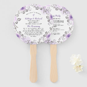 Abanico Moda Pastel Purple Floral Wedding Program Hand Fan