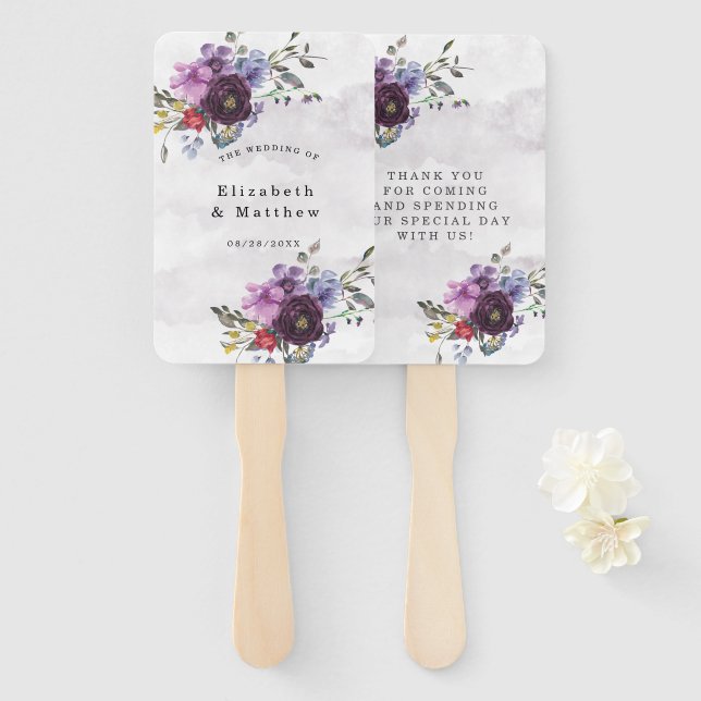 Abanico Moda Red Pony Peony Sage Foliage Boda Gracias (Anverso y reverso)