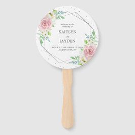 Abanico Moda Relieve metalizado plateado geométrico Boda f