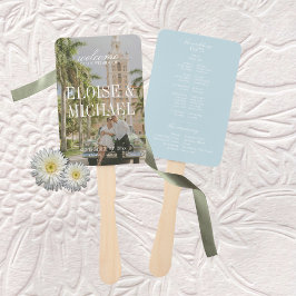 Abanico Modern Blue Citrus Script Wedding Ceremony Program