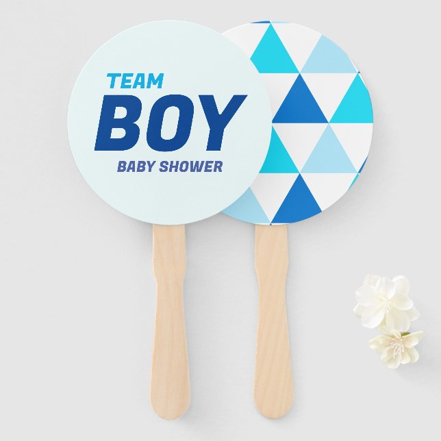 Abanico Modern Blue Team Boy Baby Shower (Anverso y reverso)