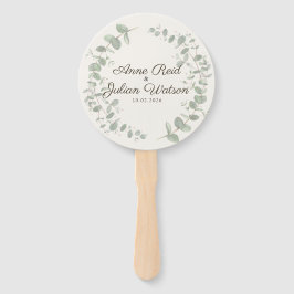 Abanico Modern Brown eucalyptus leaves Program Hand Fan