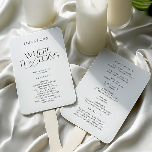 Abanico Modern Classic Wedding Ceremony Program  (Modern Classic Wedding Ceremony Program Hand Fan)