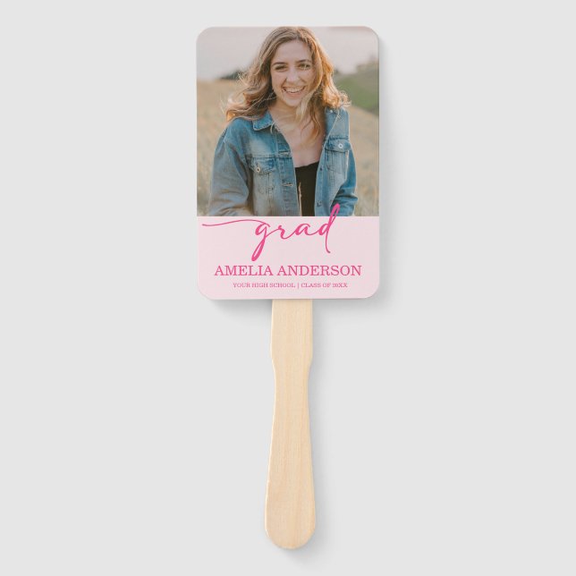 Abanico Modern Pink Bow Graduation Class of 2026 Photo (Anverso)