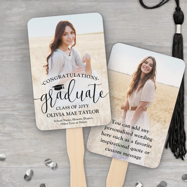 Abanico Modern Script 2 Photo Graduation Congratulations (Subido por el creador)