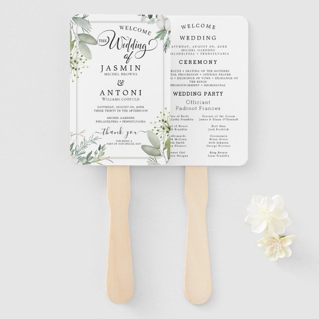 Abanico Modern Wedding Program  (Anverso y reverso)