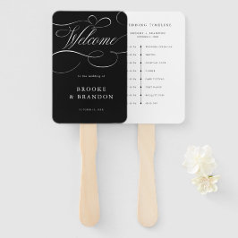 Abanico Moderna caligrafía boda atemporal negro Cronología