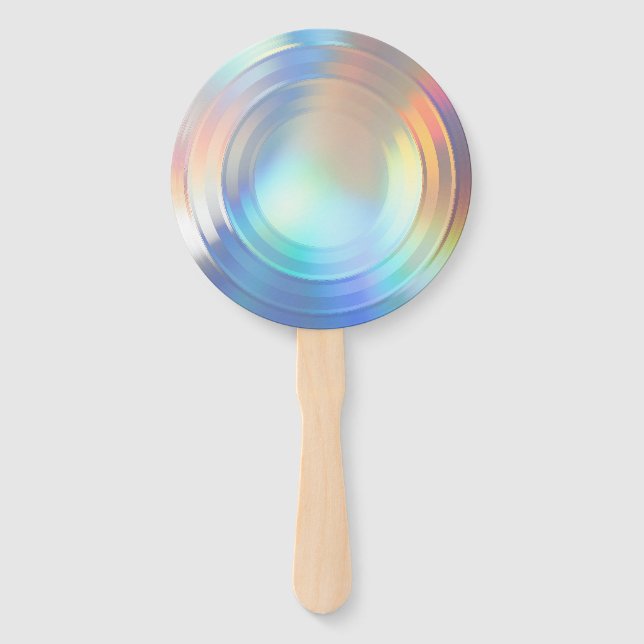 Abanico Moderna sirena pastel arcoiris Unicornio Holográfi (Anverso)