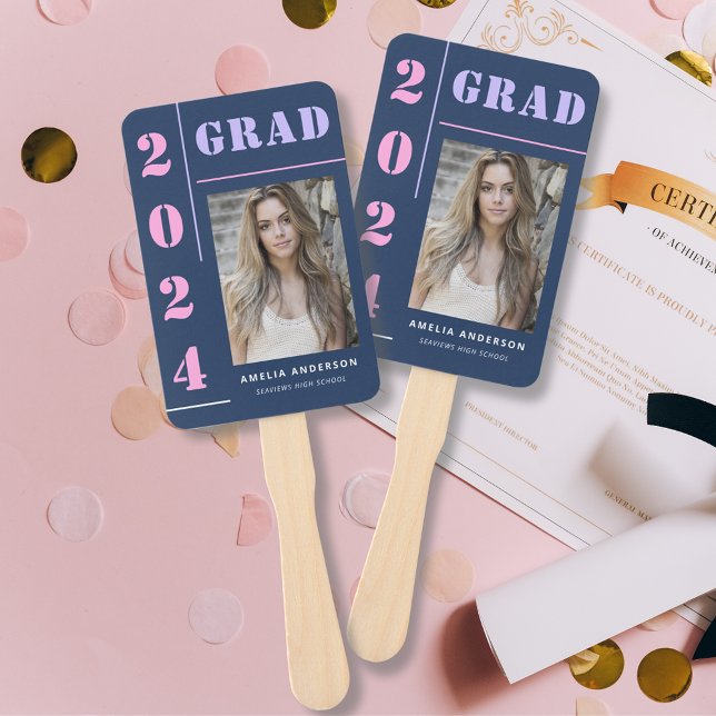 Abanico Moderna tipografía negrita Blue Photo Graduation P (Subido por el creador)