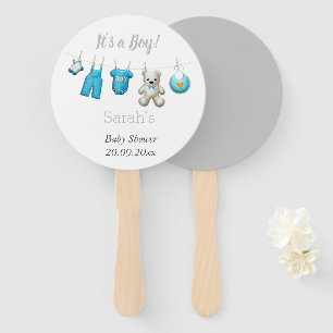 Abanico Moderno es un Baby Shower de color gris azul chava