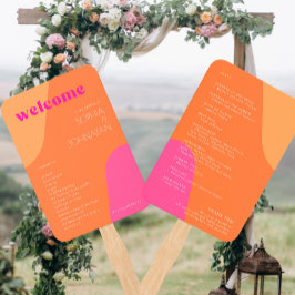 Abanico Moderno programa de casamiento retro groovy rosa n