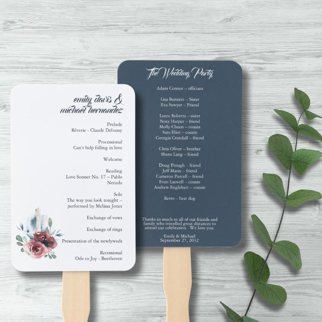 Abanico Moderno programa Rubor Floral Burgundy Navy (Subido por el creador)