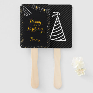 Abanico Moderno y elegante cono de moda a rayas Cumpleaños