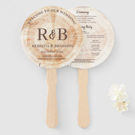 Abanico Monograma de Madera Rusa Nombres Boda Ceremonia