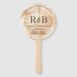 Abanico Monograma de Madera Rusa Nombres Boda Ceremonia