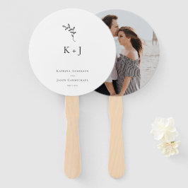 Abanico Monograma Minimalista de Boda con Foto y Verdor