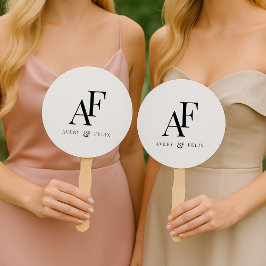 Abanico Monograma negro y blanco elegante simple boda