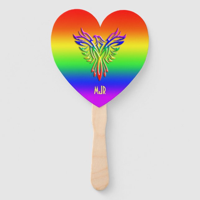 Abanico Monograma personalizado, Orgullo arcoiris LGBT Pho (Anverso)