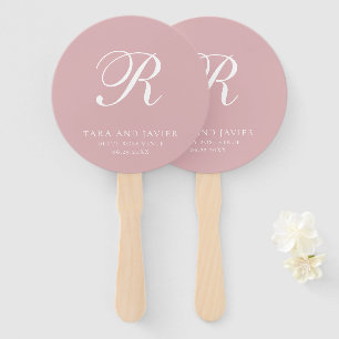 Abanico Monograma Rosa Polvo Formal Elegante Boda