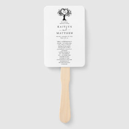 Abanico Monograma simple negro y blanco Boda de árbol del 