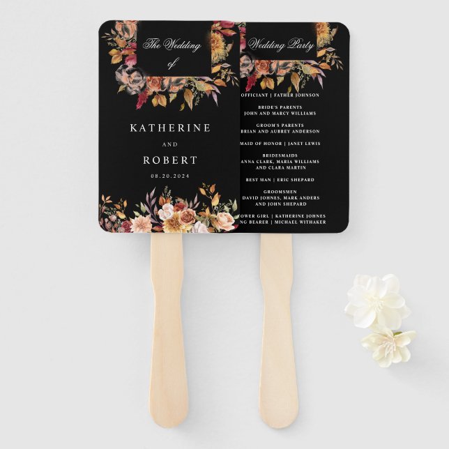 Abanico Moody Elegant Autumn Floral (Anverso y reverso)