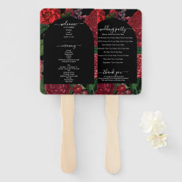 Abanico Moody Florals Black Burgundy Wedding Program
