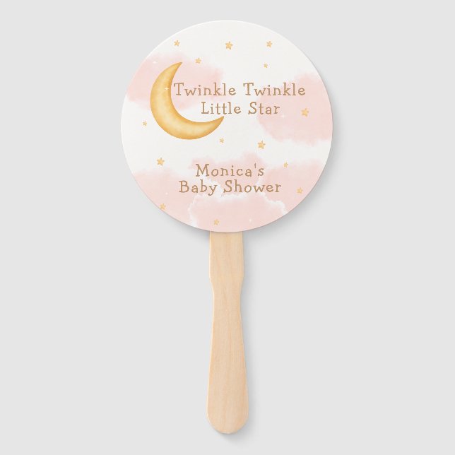 Abanico Moon Stars Twinkle Twinkle Girl Baby Shower (Anverso)