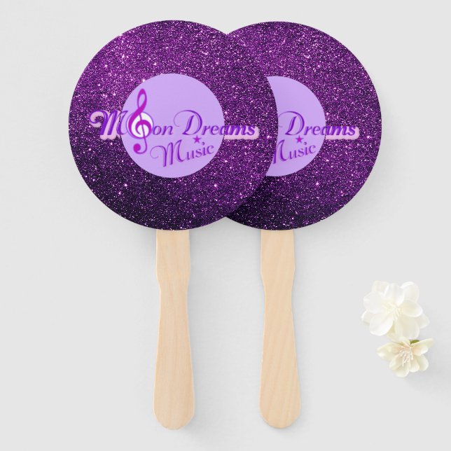 Abanico MoonDreams Music Purple Faux Purpurina (Anverso y reverso)