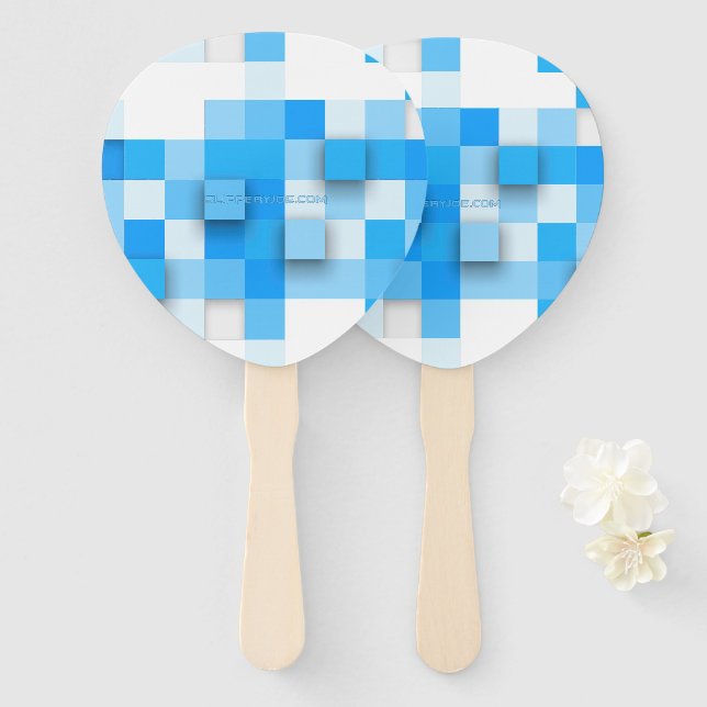 Abanico mosaico de cuadros de SlipperyJoe moderno de tres- (Anverso y reverso)