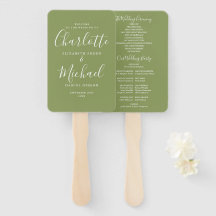 Moss Green Signature Script Wedding Program